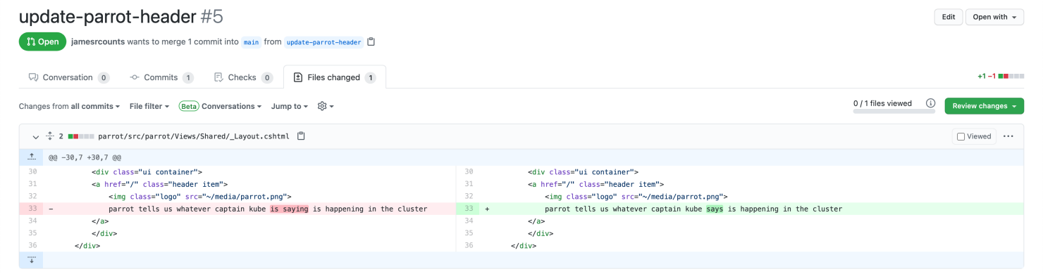 PR to update parrot header text.