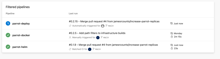 Deployment pipeline running.